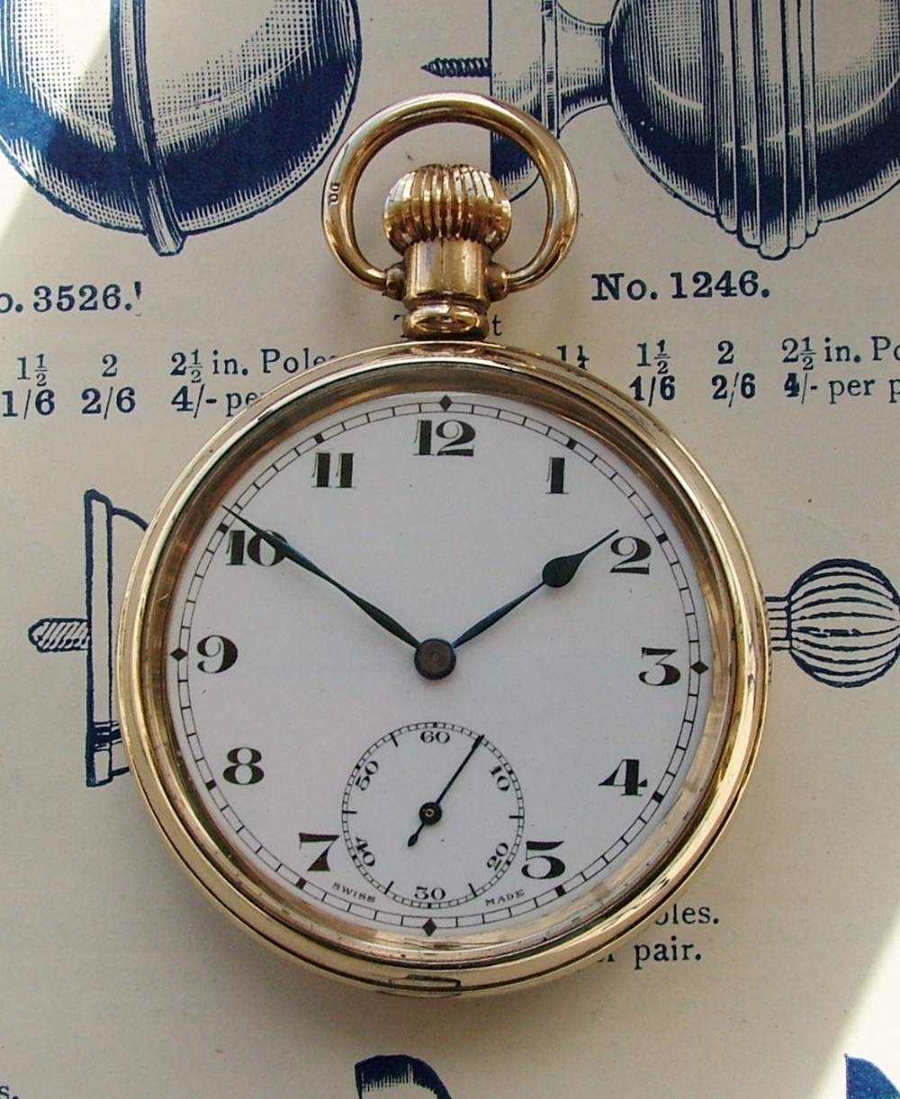 A 1920s Swiss stem winding pocket watch.