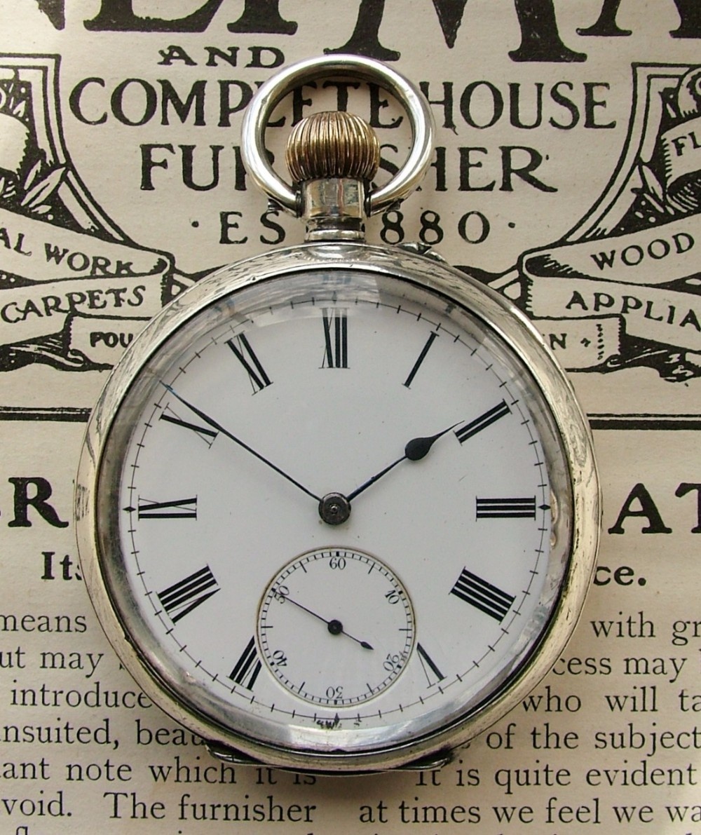 Antique 1910s Swiss silver pocket watch.