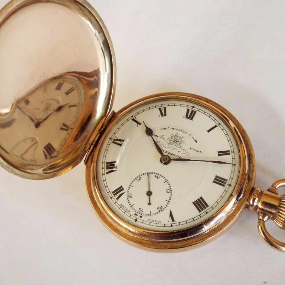 An antique Thomas Russell full hunter pocket watch