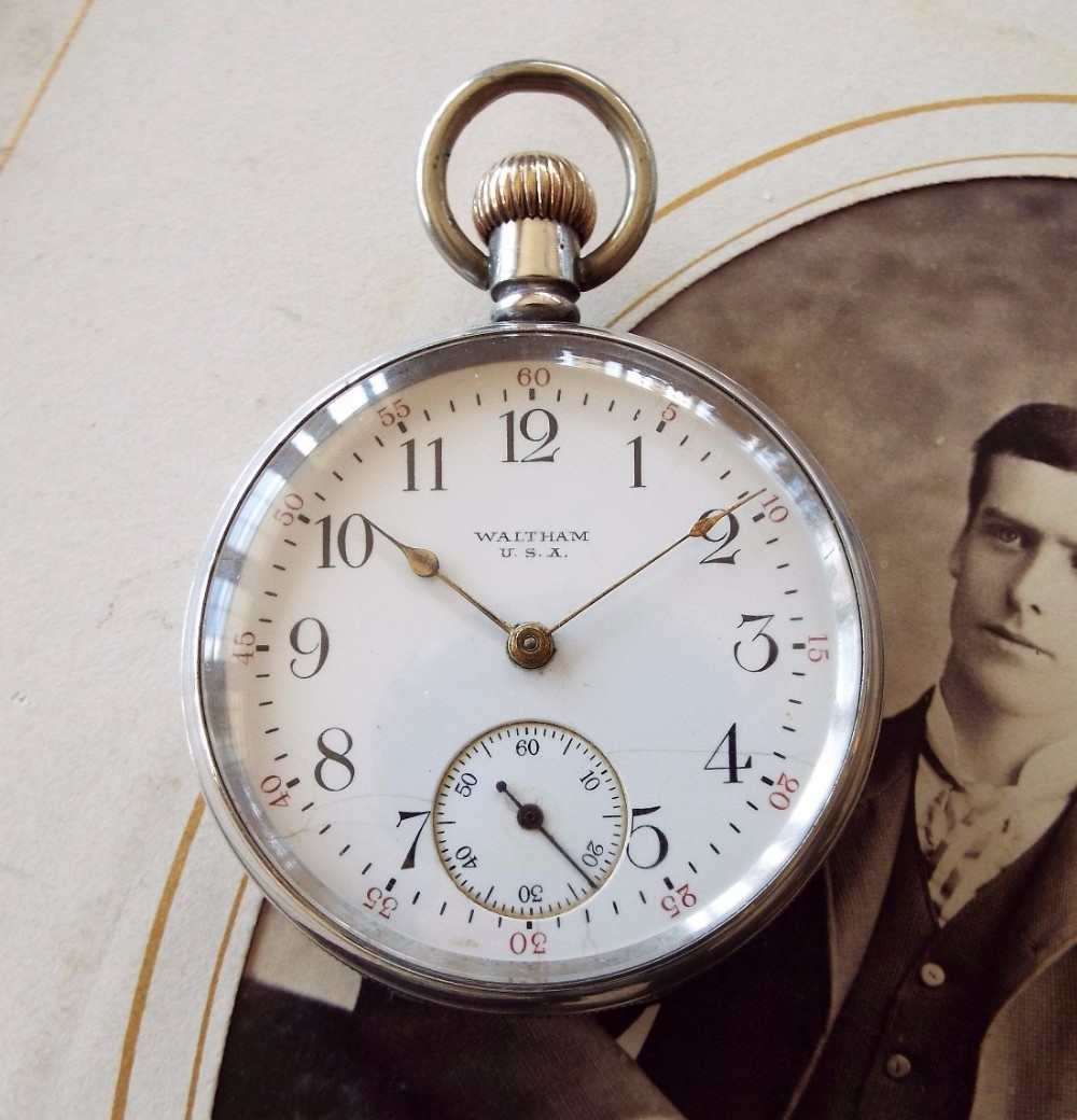 A 1907 silver Waltham Traveler pocket watch