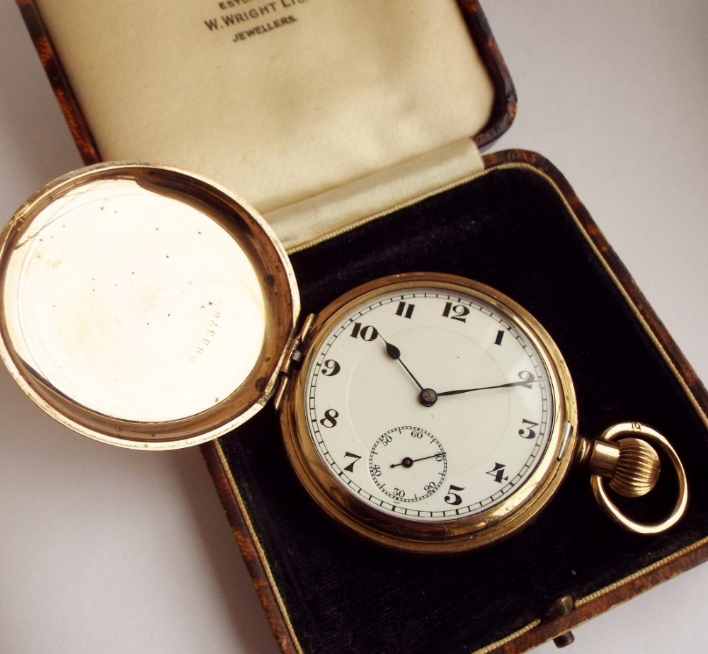 Antique full hunter pocket watch, boxed