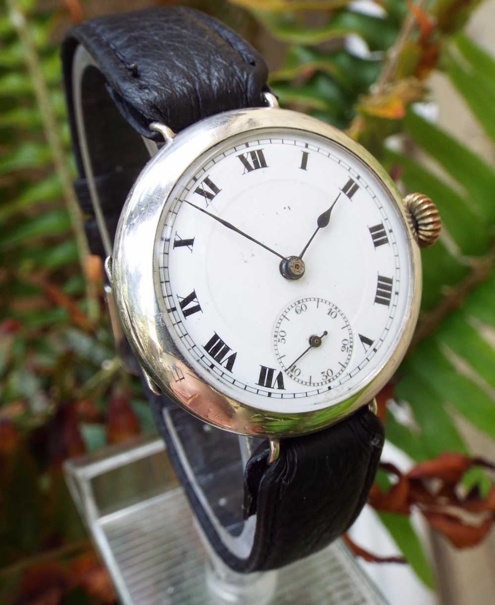 A gents silver trench watch, 1912