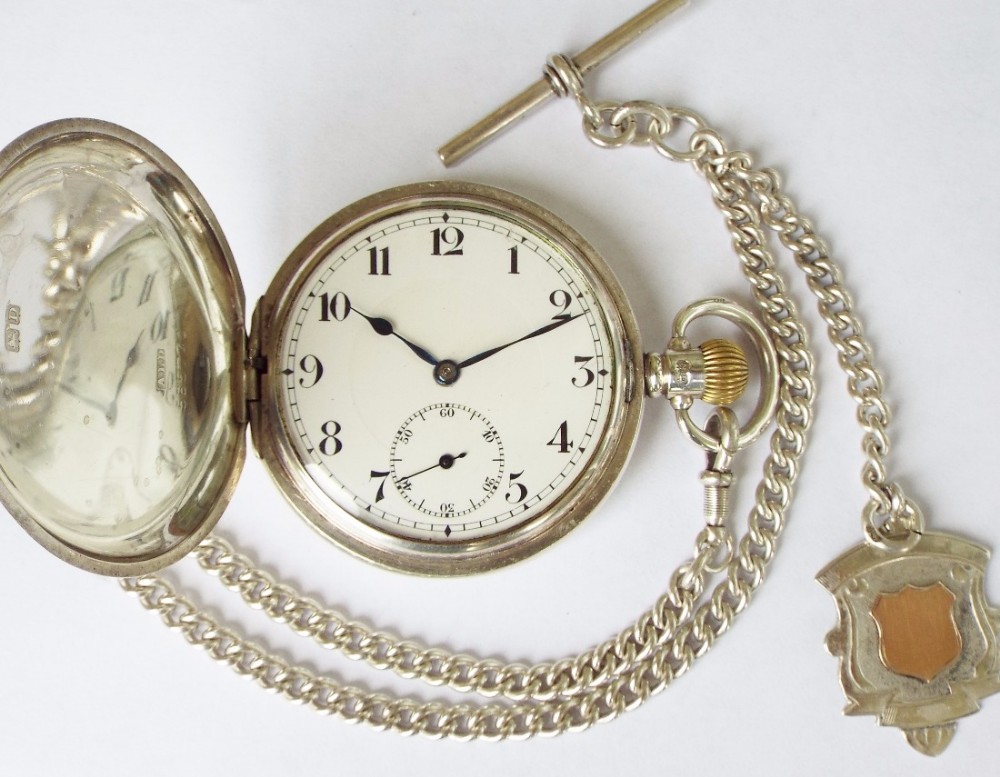1920s silver hunter pocket watch, Urania Watch Co