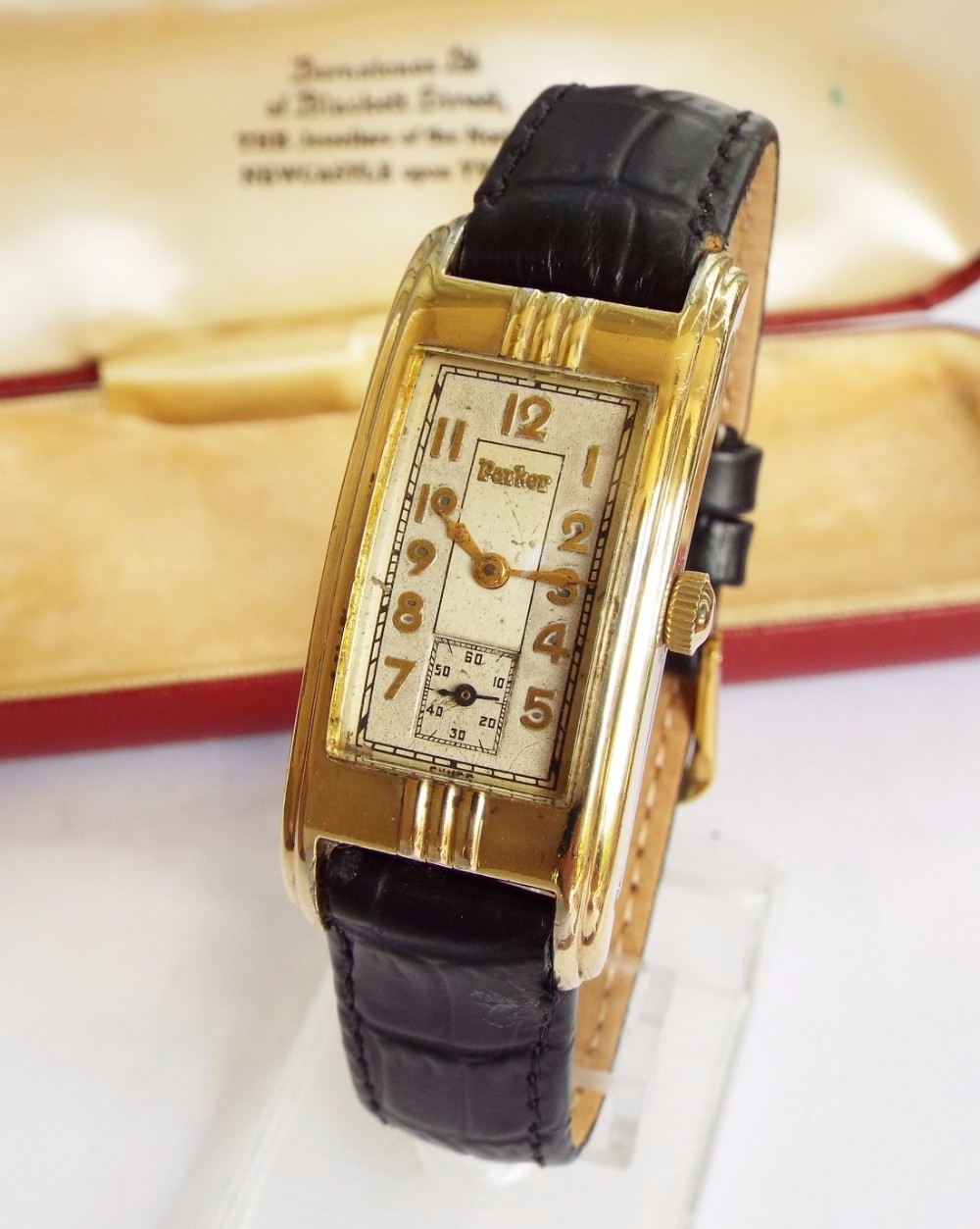 A 1950s Parker curvex wrist watch, boxed