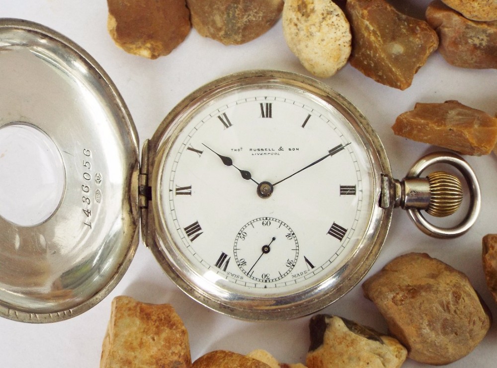 Thomas Russell silver half hunter pocket watch