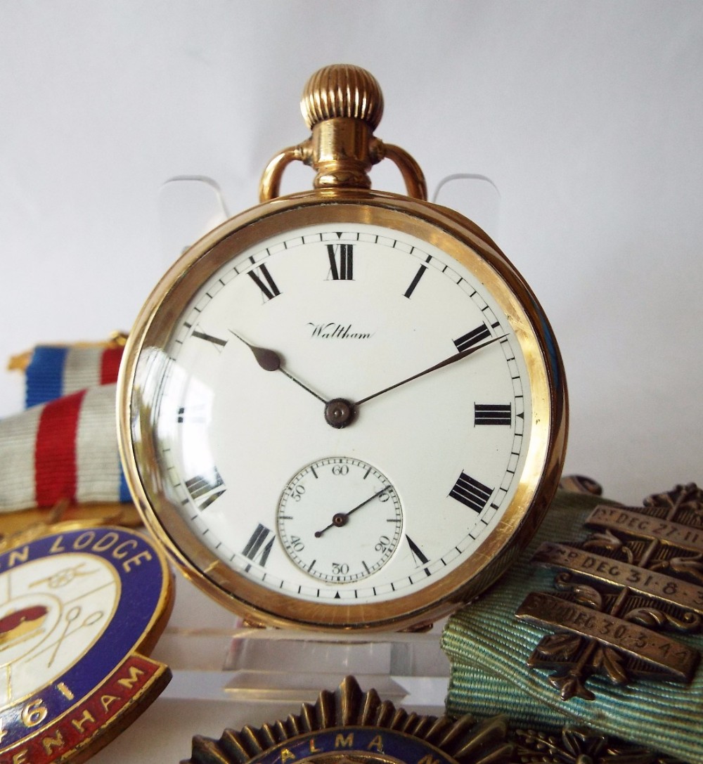 Antique Waltham pocket watch, 1908, freemasons