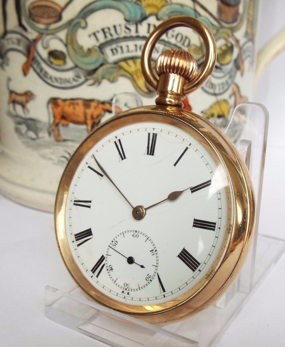 English ¾ plate open faced pocket watch, c1900