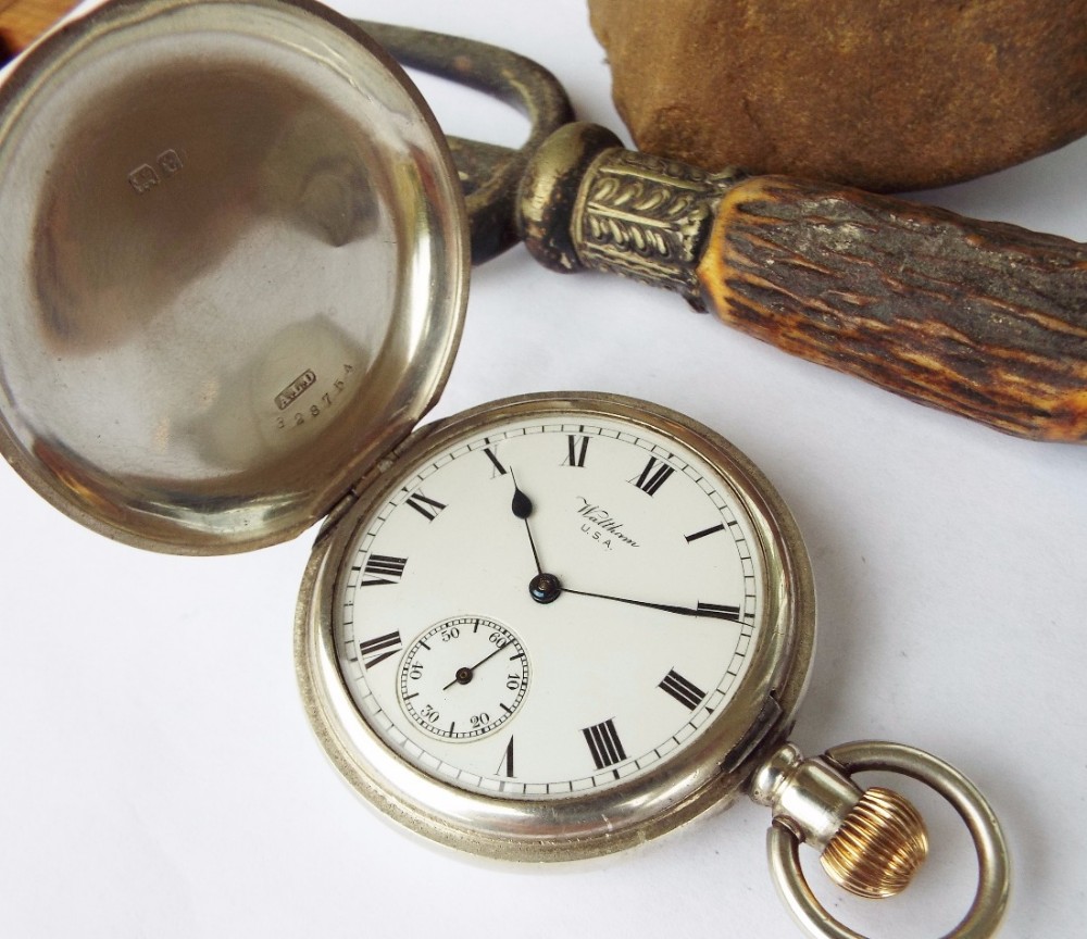 1915 Waltham silver full hunter pocket watch