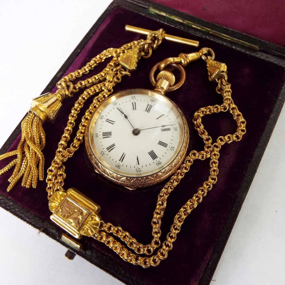 A lady’s antique Waltham Seaside fob watch & chain