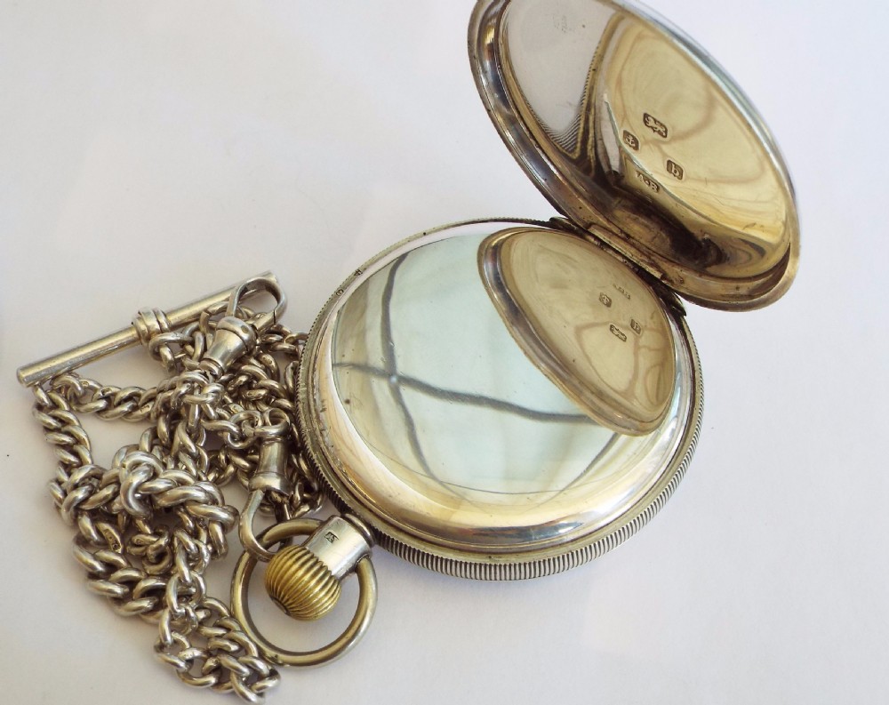 1901 silver Waltham Riverside pocket watch & chain View V
