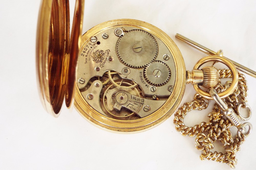 Thomas Russell gold plated pocket watch and chain View IV