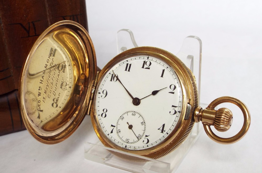 Antique Swiss full hunter pocket watch, Durham