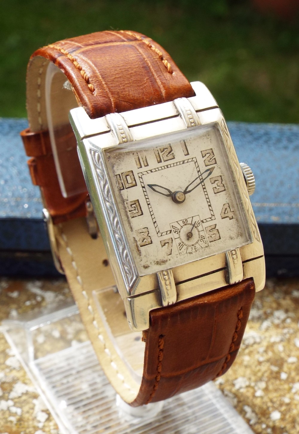 Gents 1930s silver Sleda Art Deco wrist watch View II