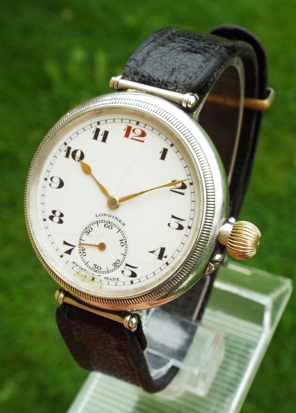A gents 1932 silver Longines wrist watch