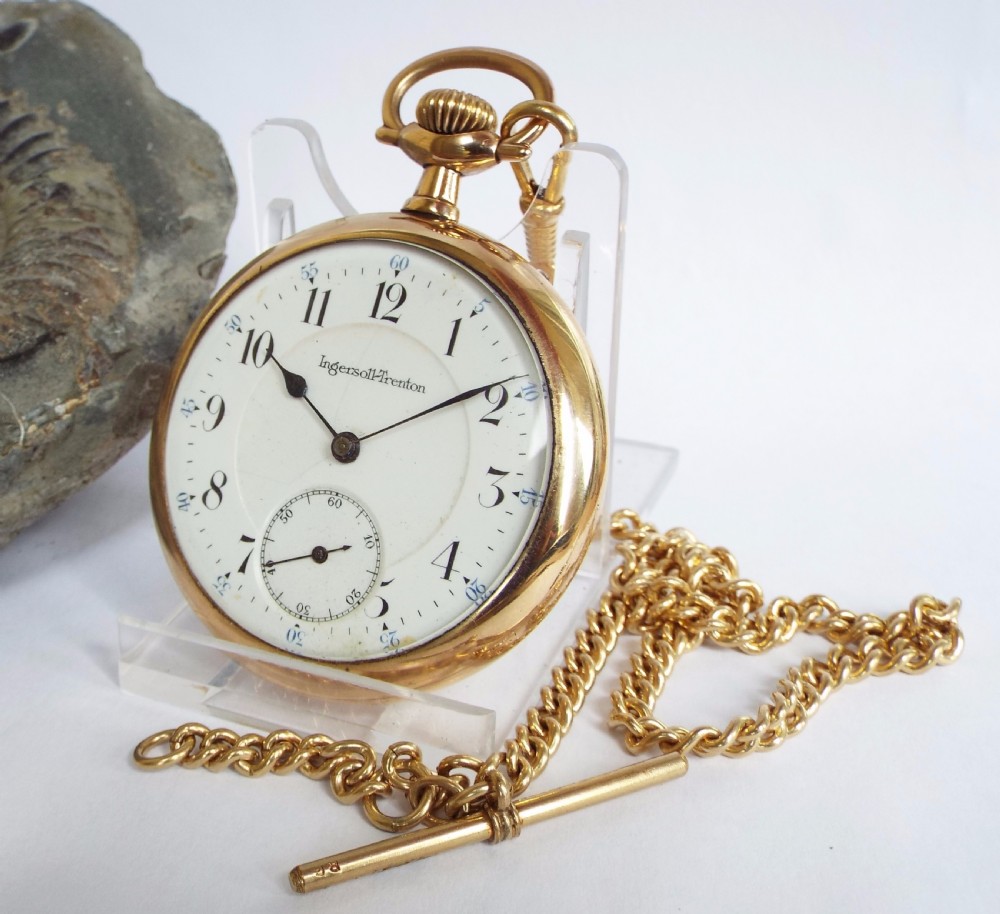 Antique Ingersoll Trenton pocket watch and chain