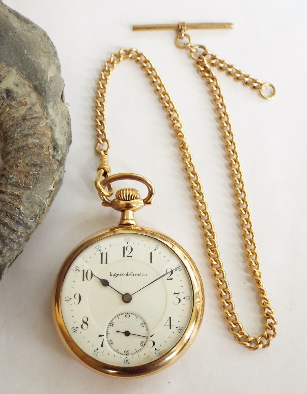 Antique Ingersoll Trenton pocket watch and chain View III
