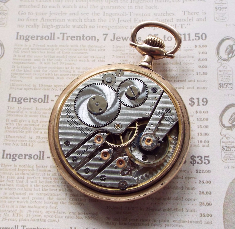 Antique Ingersoll Trenton pocket watch and chain View IV