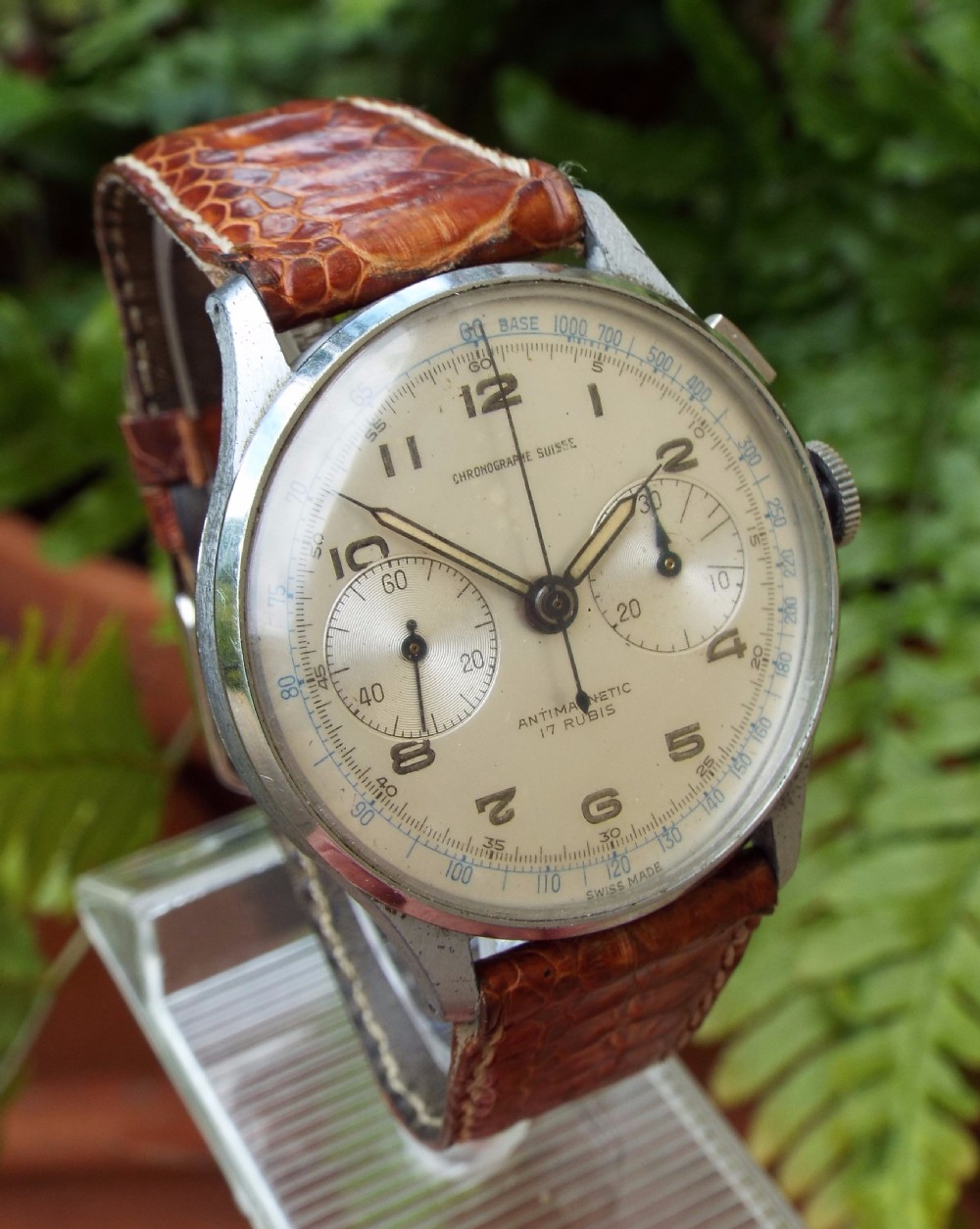 A gents 1950s Chronographe Suisse chronograph View II