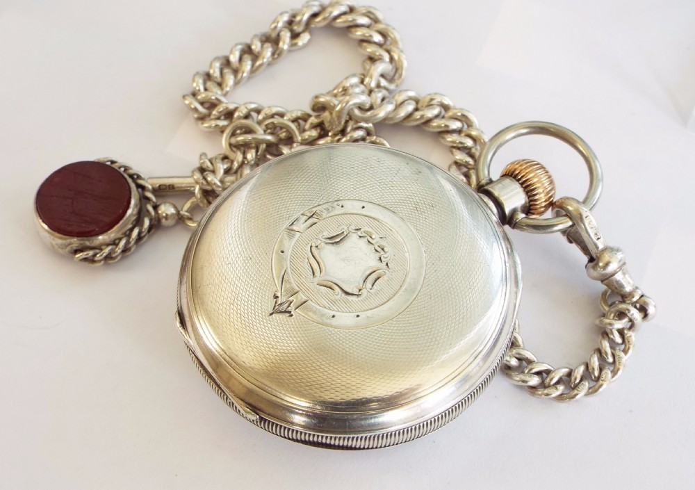 1938 silver pocket watch with silver chain View III