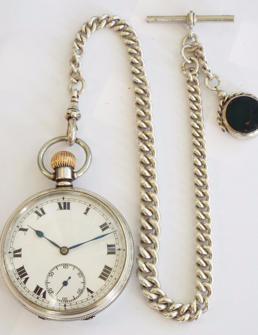 1938 silver pocket watch with silver chain View VII