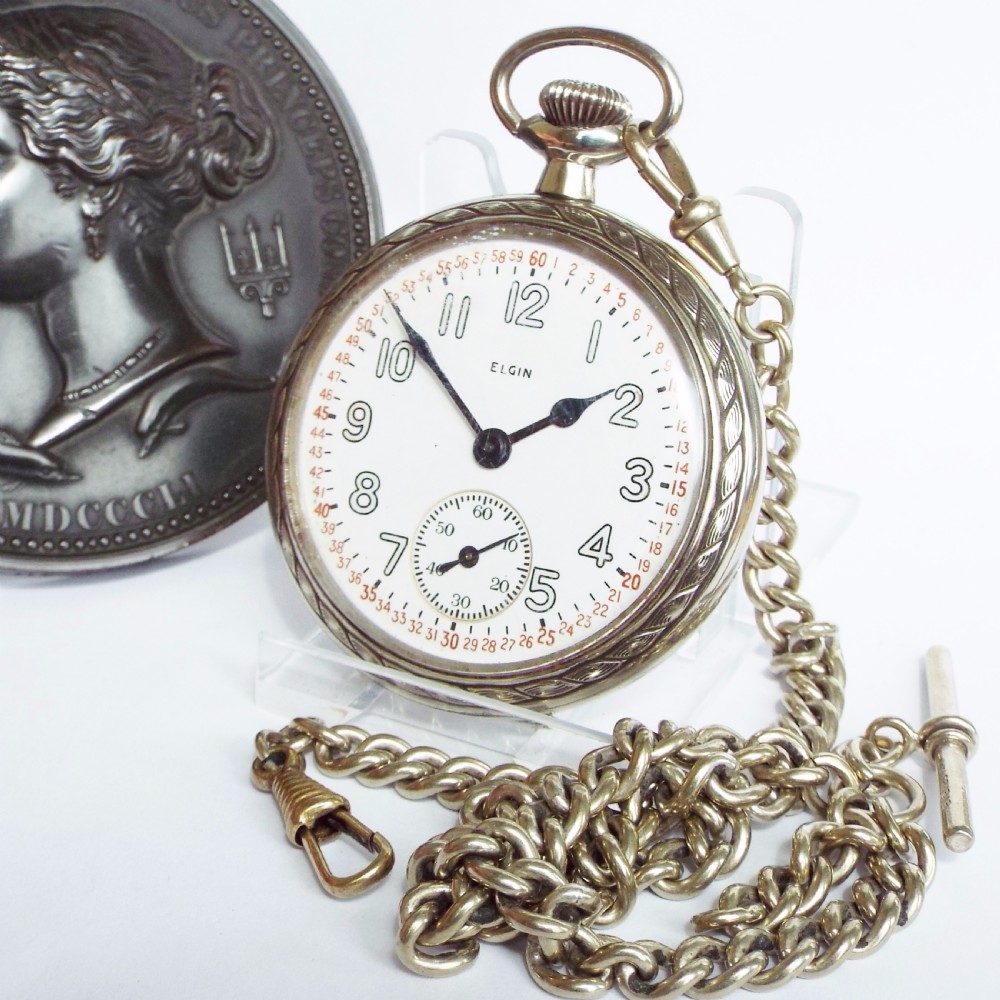 1944 Elgin pocket watch with chain