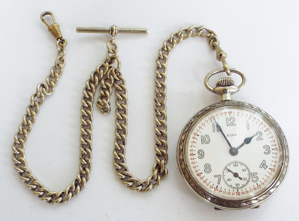 1944 Elgin pocket watch with chain View V
