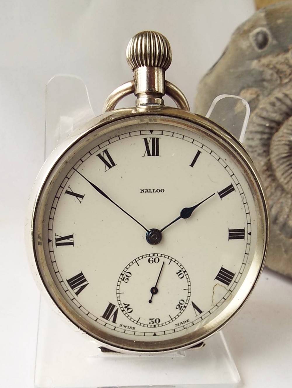 An antique Nallog silver pocket watch, 1918.