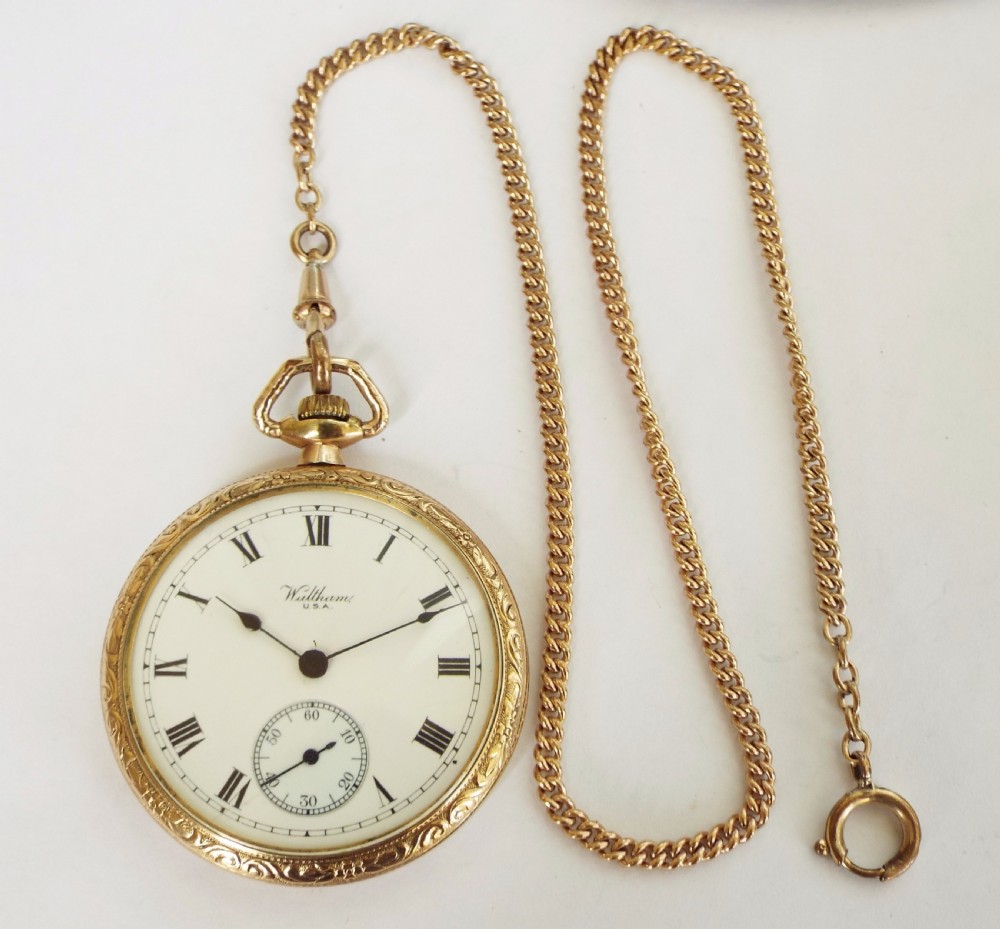 1920 Waltham pocket watch with chain View II