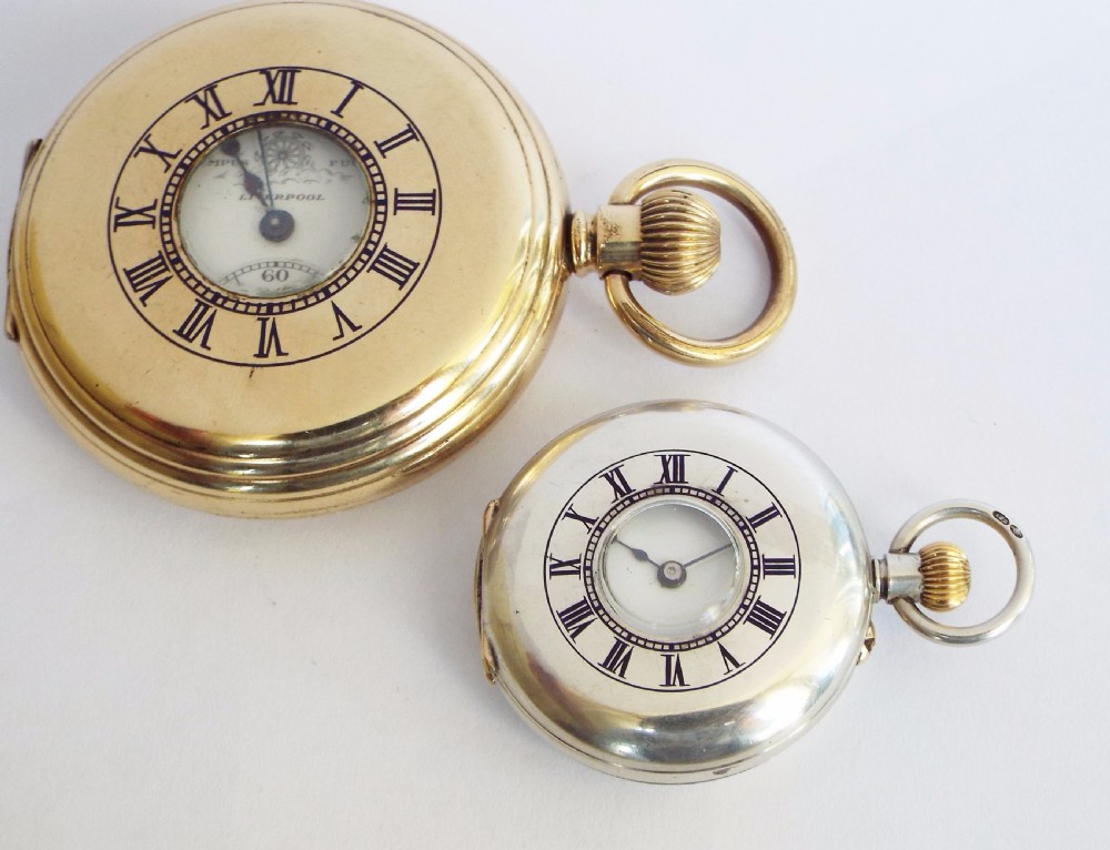 1908 miniature silver half hunter pocket watch View II