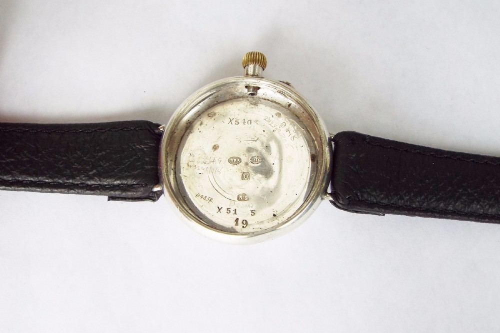 Antique silver trench watch with Ormsby crest View IV