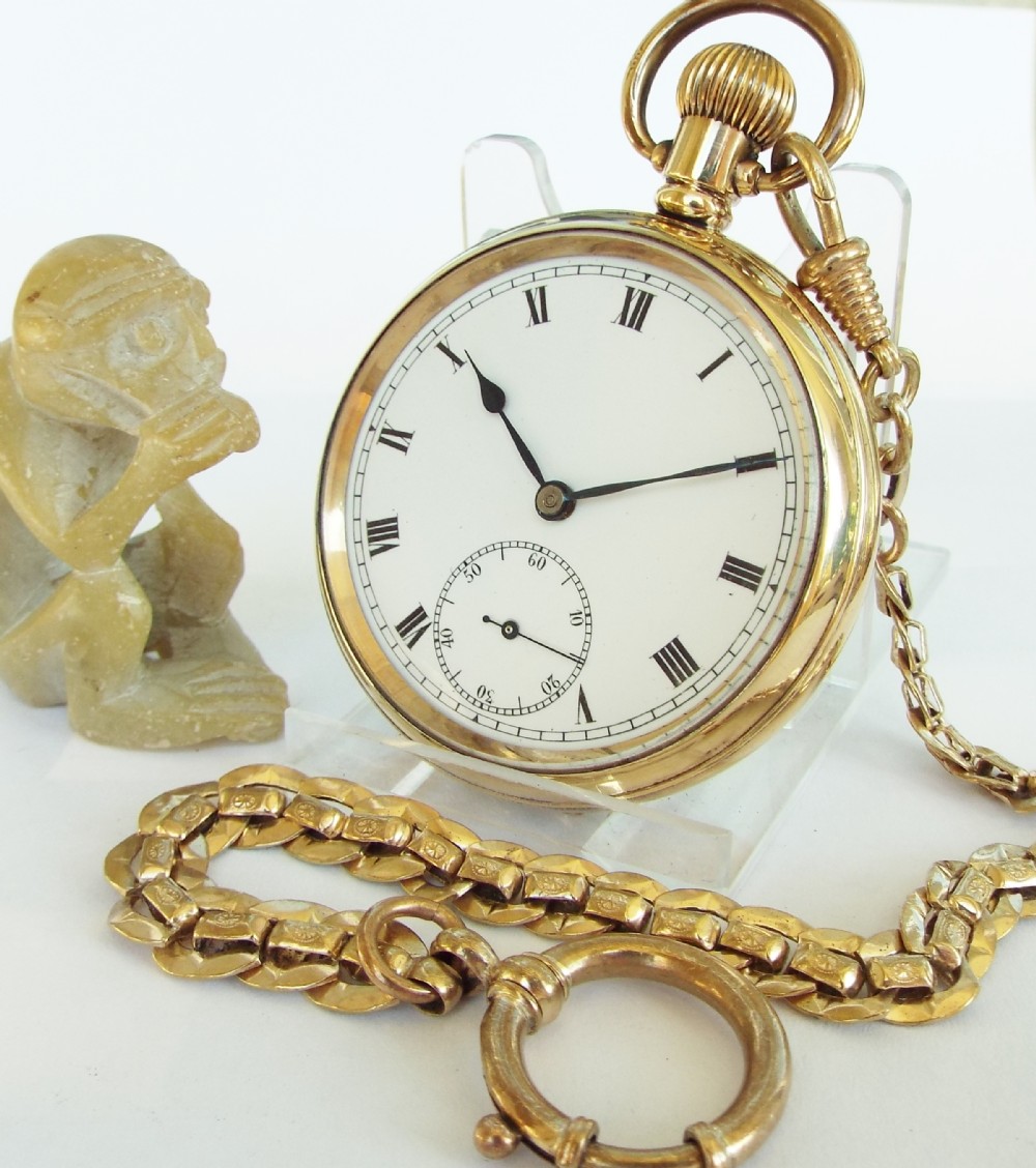 A 1920s gold plated pocket watch and chain