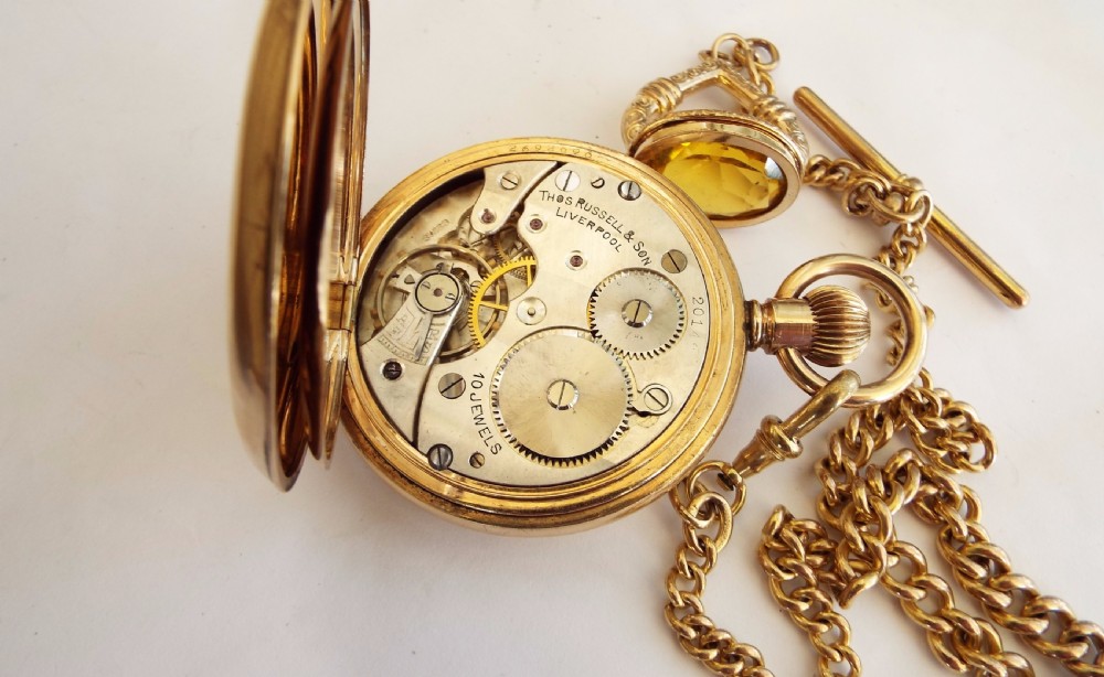 Thomas Russell half hunter watch, chain and fob View III