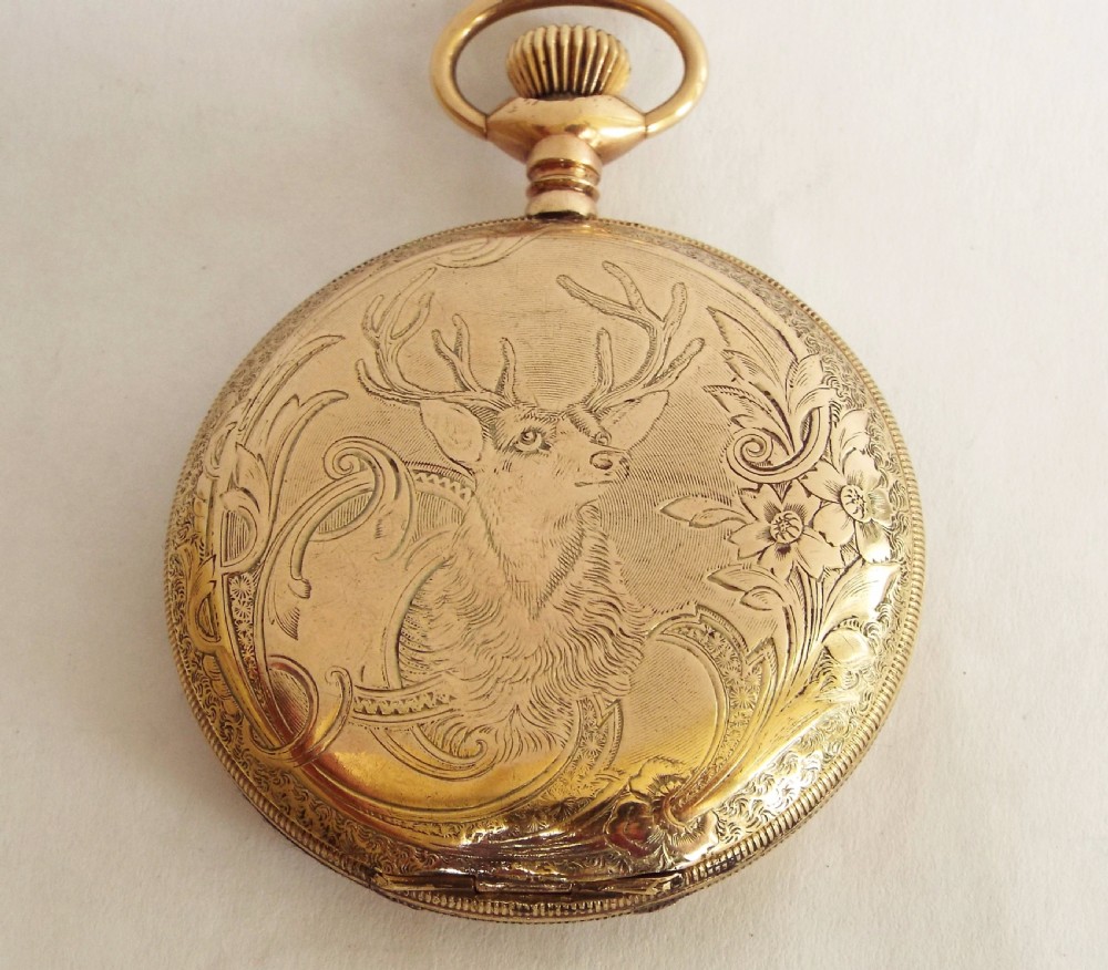 1912 Waltham Traveler hunter 'elk' pocket watch View III