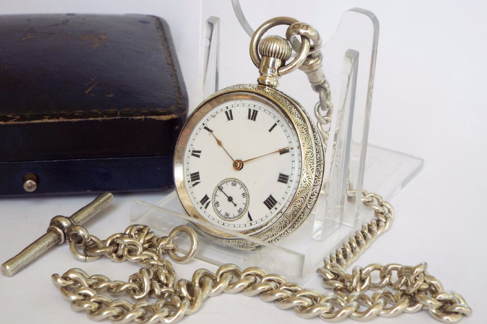 1908 Waltham silver miniature pocket watch & chain View III