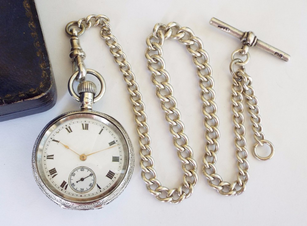 1908 Waltham silver miniature pocket watch & chain View IV