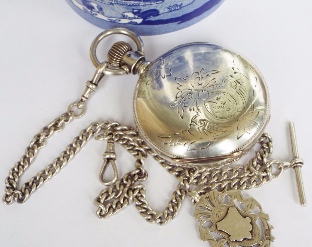 1880 Waltham full hunter silver pocket watch & chain View IV