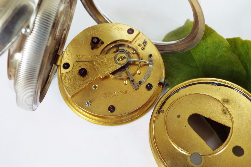 Antique silver Lancs Watch Co Skelton pocket watch View IV