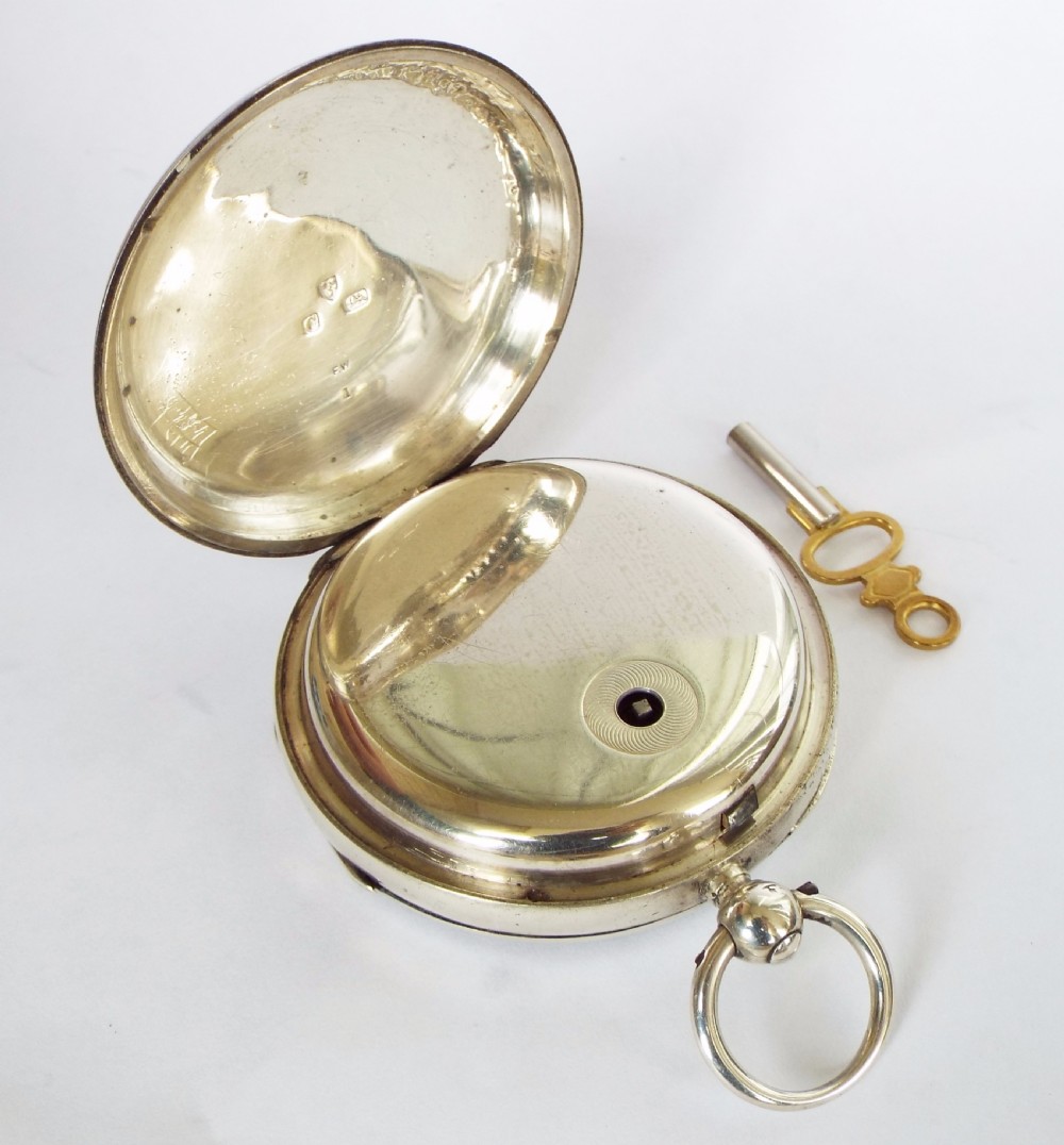 An antique English silver pocket watch, 1886 View III
