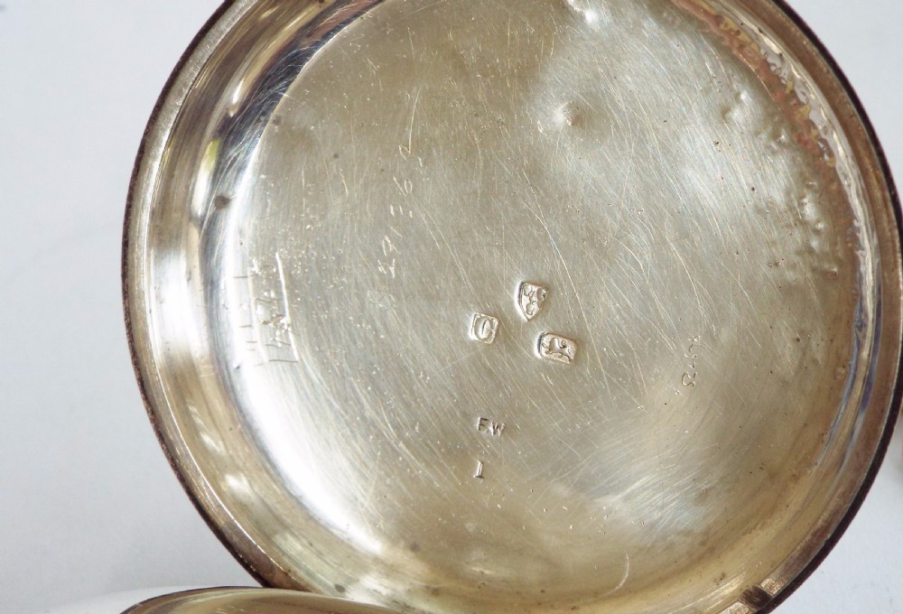 An antique English silver pocket watch, 1886 View IV