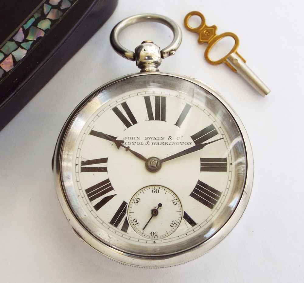 Antique silver private label pocket watch, 1890 View II
