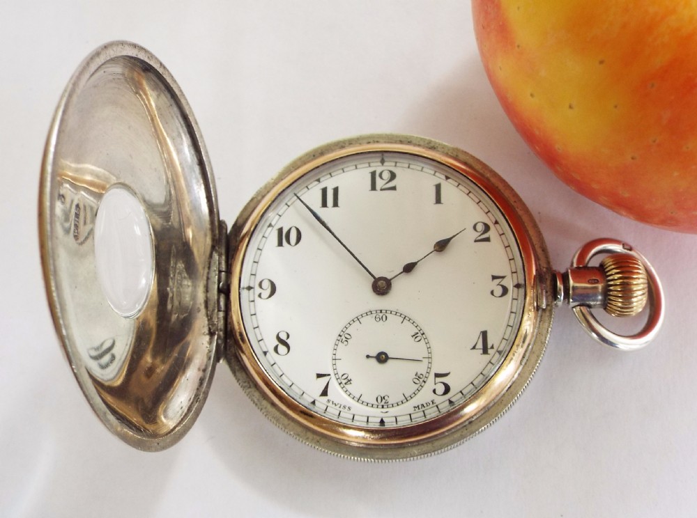 An antique Minerva half hunter pocket watch View II
