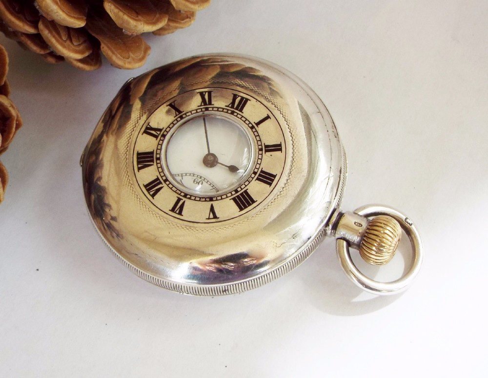 An antique Minerva half hunter pocket watch View VI