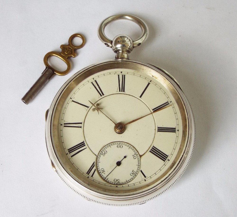 Antique silver fusee pocket watch, Bradford, 1891 View II