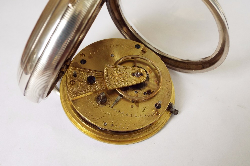 Antique silver fusee pocket watch, Bradford, 1891 View III