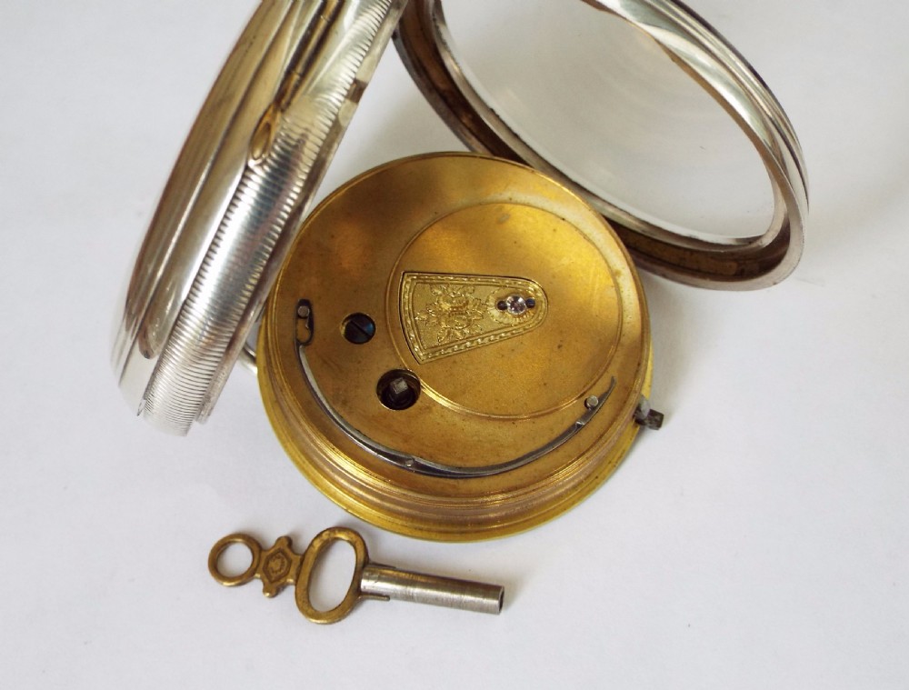 Antique silver fusee pocket watch, Bradford, 1891 View IV