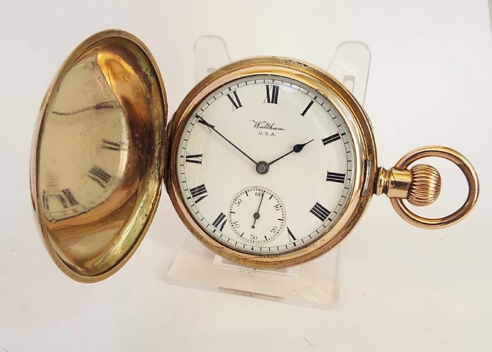 An antique Waltham full hunter pocket watch.