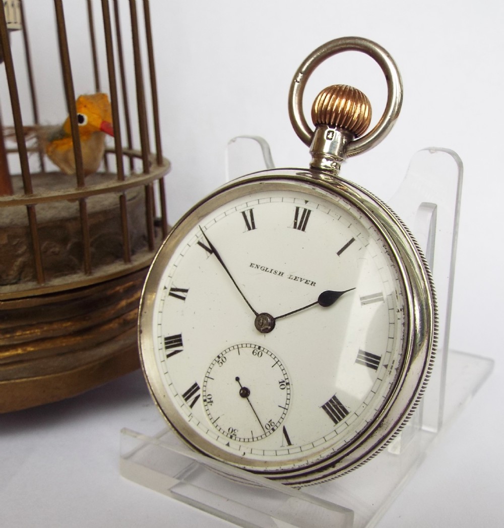 Antique silver English Lever pocket watch, 1910