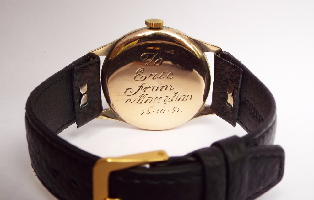 A gents 9ct gold Rotary wrist watch, 1949 View III