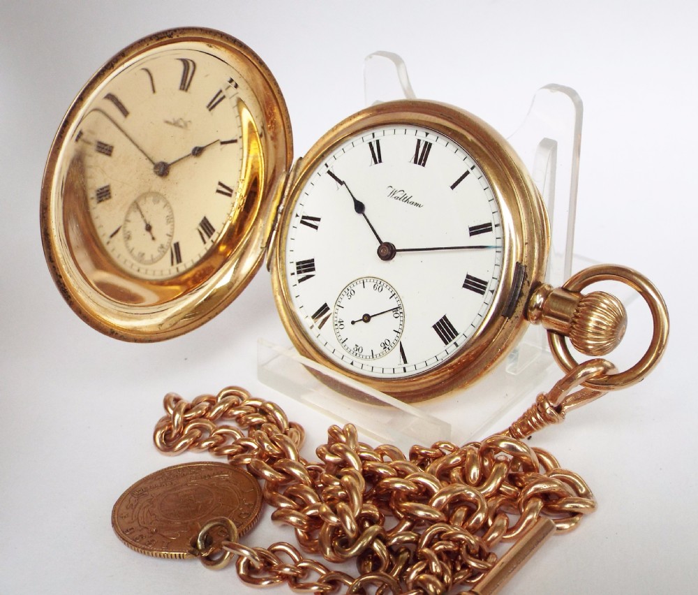 1903 Waltham Traveler pocket watch with chain 