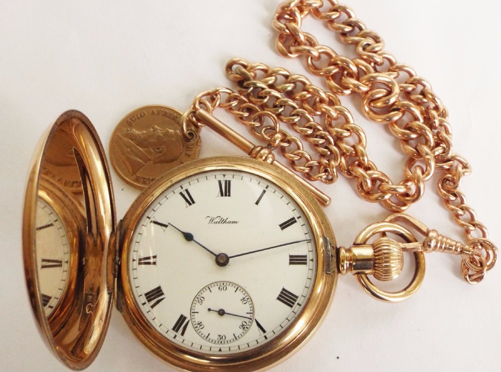 1903 Waltham Traveler pocket watch with chain  View IV